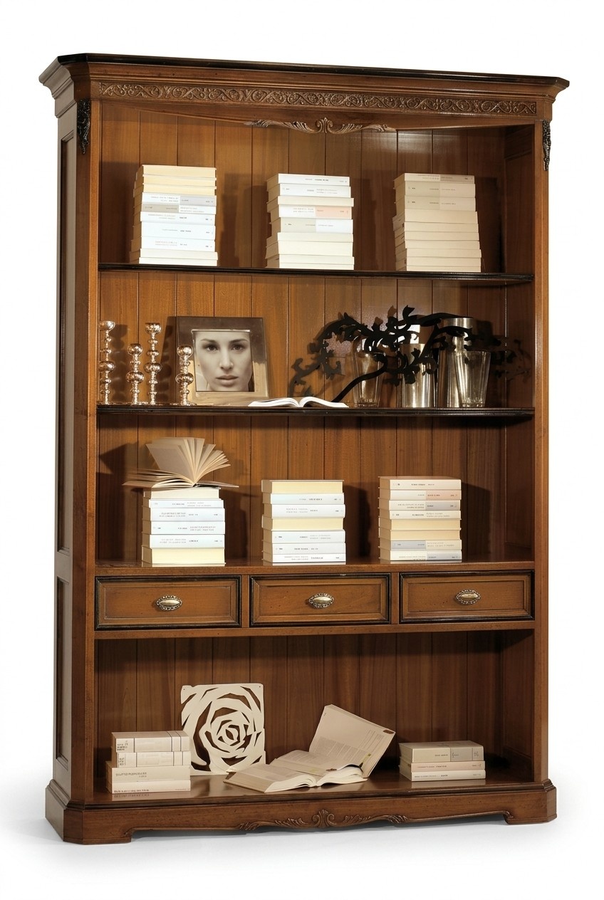 Büro Bücherregal Holz Bücherregal mit Schubladen Design Arbeitszimmer Möbel Neu