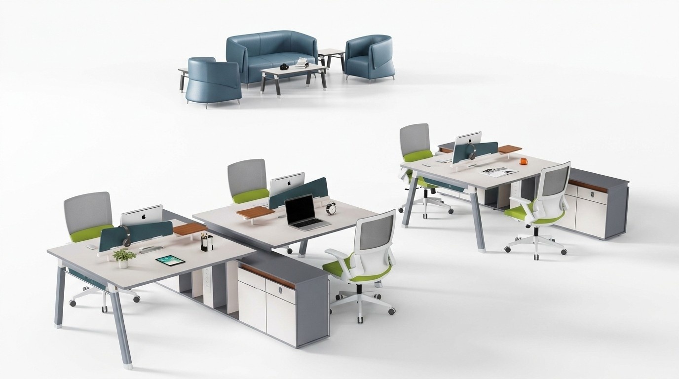 Büro Einrichtung Möbel Schreibtischen Team Tisch Counter Büromöbel