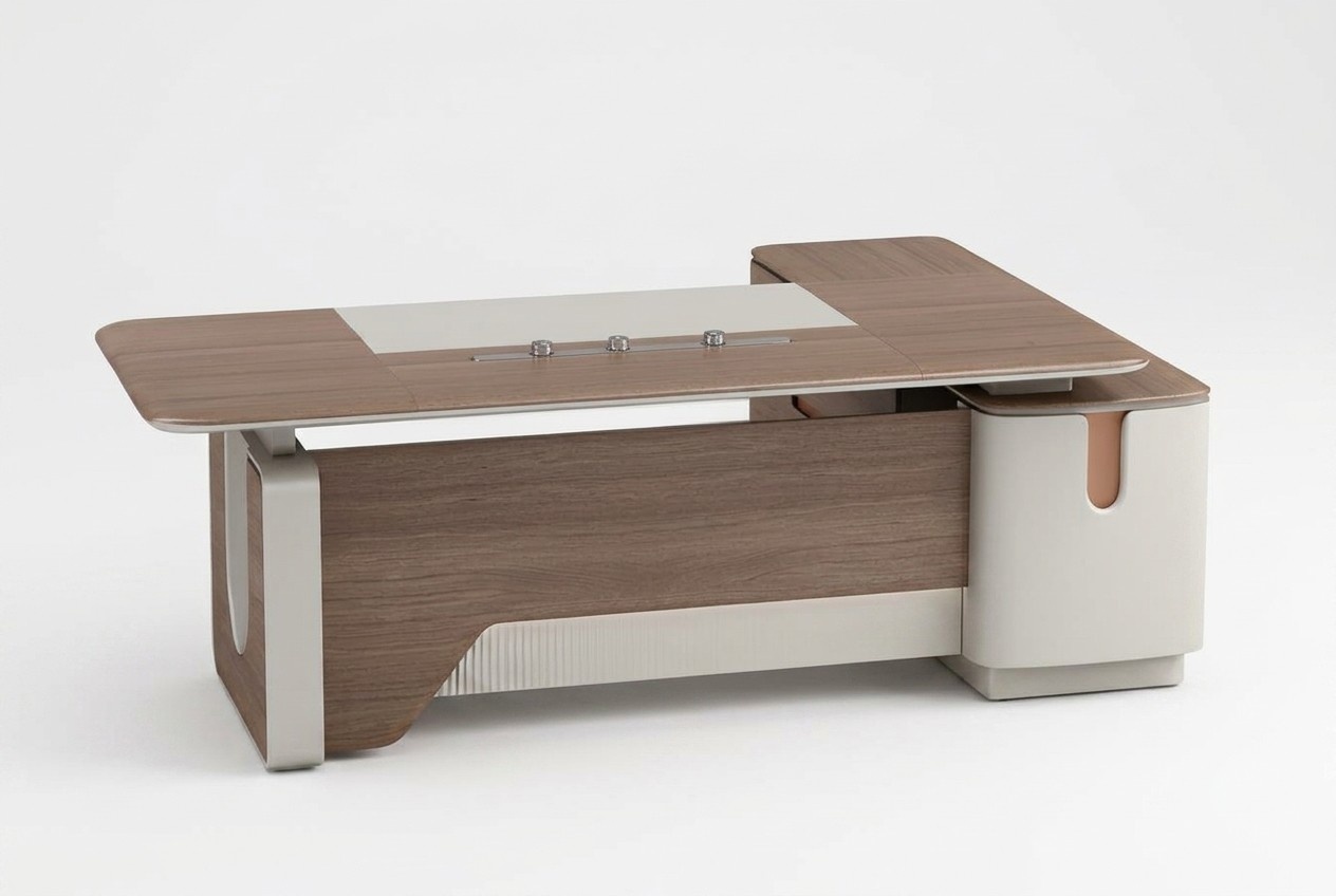 Büro modern Holz Arbeitszimmer futuristisch Office Eckschreibtisch