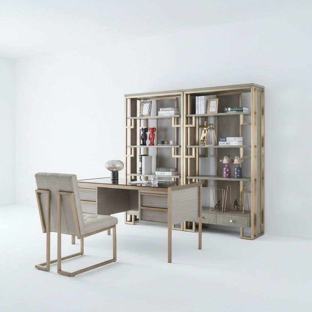 Büro Set Einrichtung Landhaus Schreibtisch Stuhl Sessel Sekretär Tisch 2 tlg.