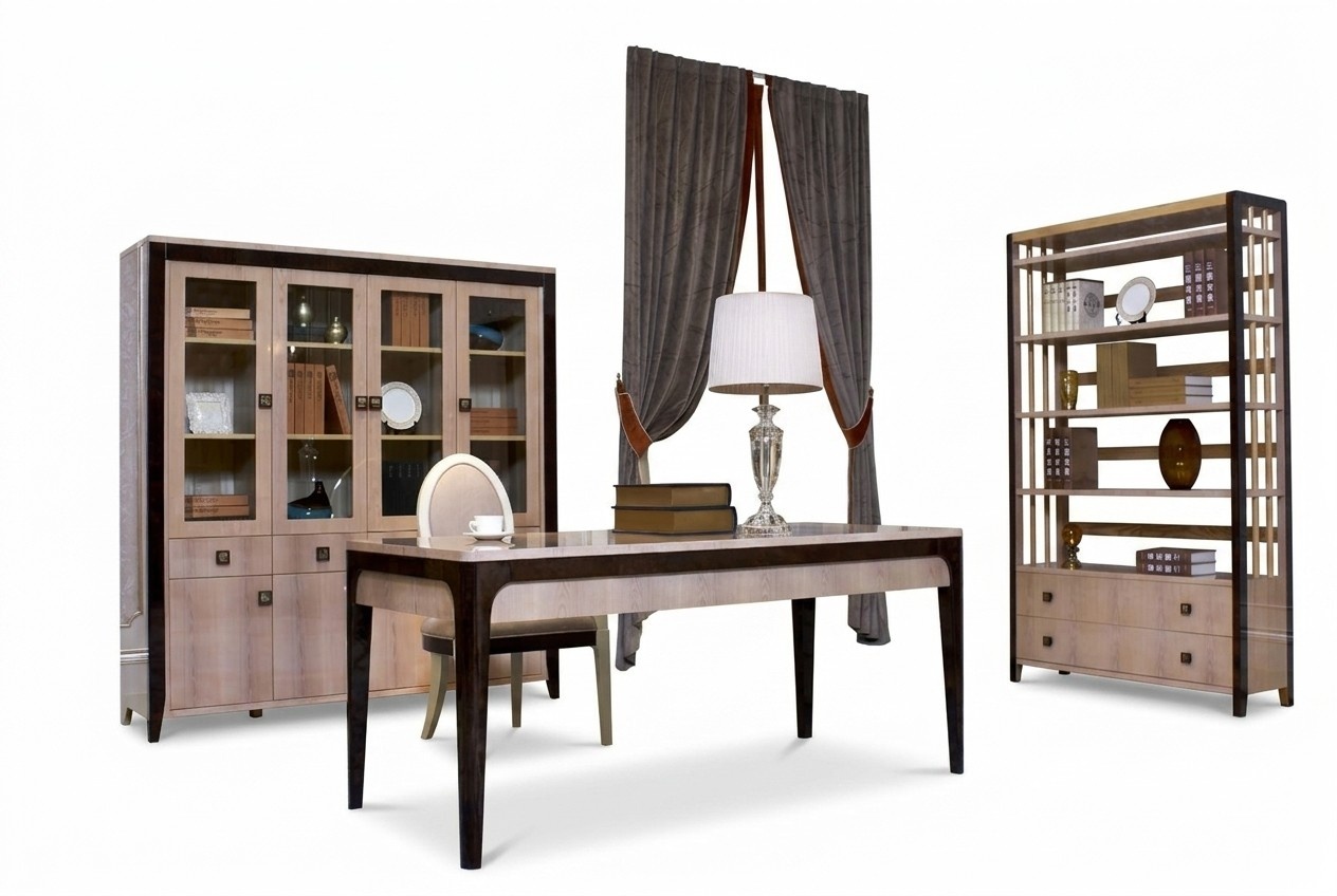 Büro Set Garnitur Möbel Schreibtisch Tisch Schrank Regal Komplett 4tlg. Gruppe