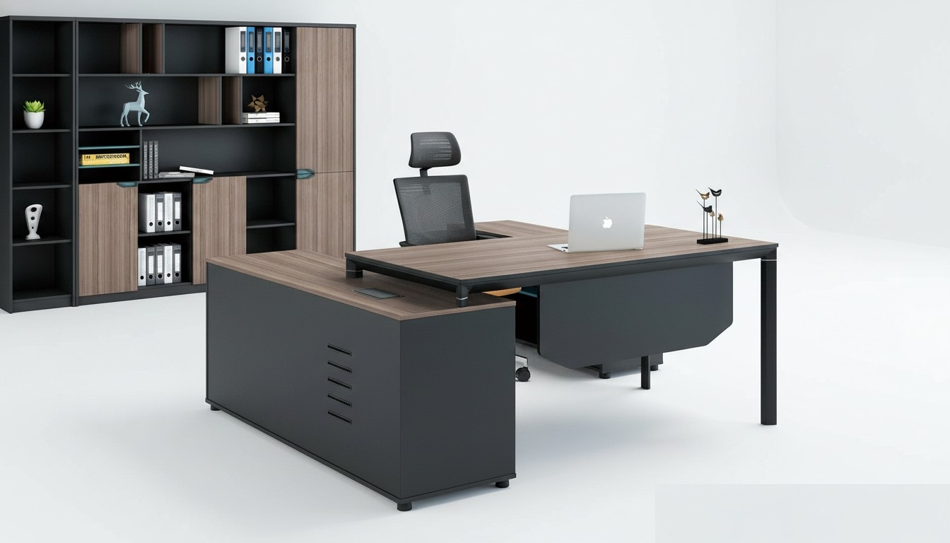 Büroeinrichtung 2tlg. Set Chef Tisch + Aktenschrank Tische Regal Schreibtisch