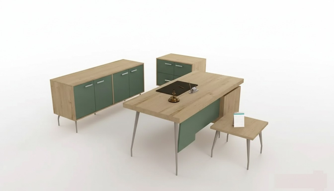 Büroeinrichtung 4tlg. Set Schreibtisch Aktenschrank Kommode Couchtisch