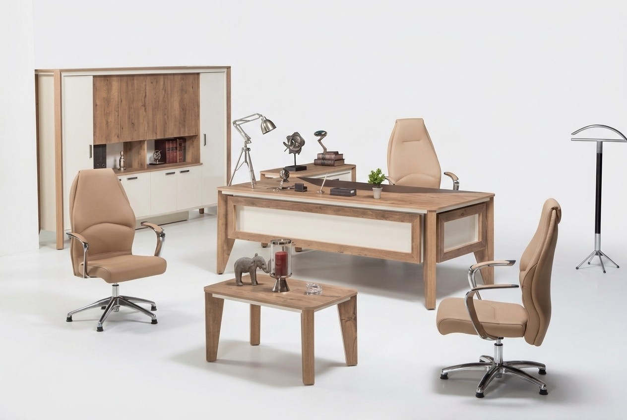 Büromöbel Einrichtung Schreibtisch Aktenschrank Couchtisch Tisch Schrank 3tlg.