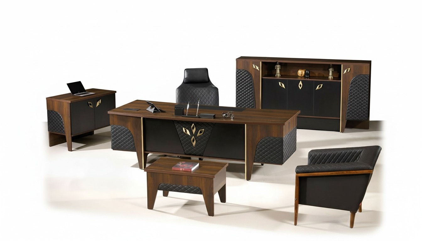 Büromöbel Komplettbüro Schreibtisch Büro Bürotisch Set 4tlg Holz Braun