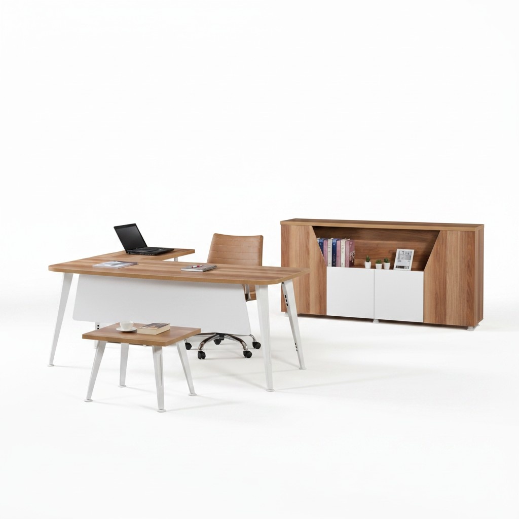 Büromöbel Weiß Set 3tlg Eckbürotisch Komplettbüro Schrank Holz Gruppe