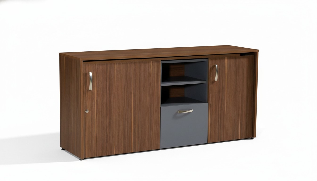 Büroschrank Schreibtisch 2 in 1 Funktions Schrank Tisch Holz Braun Neu