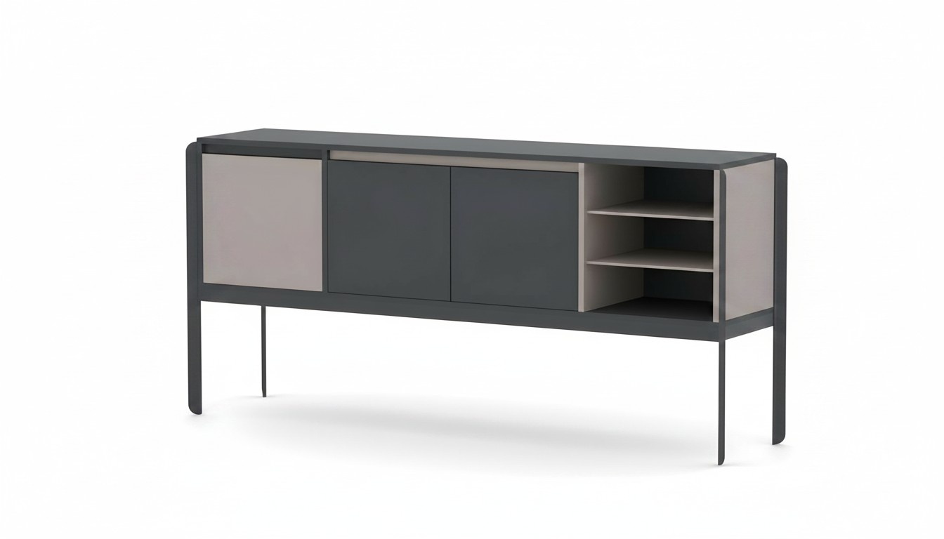 Büroschrank Sideboard Schrank Arbeitszimmer Regale Antrazhit Modern
