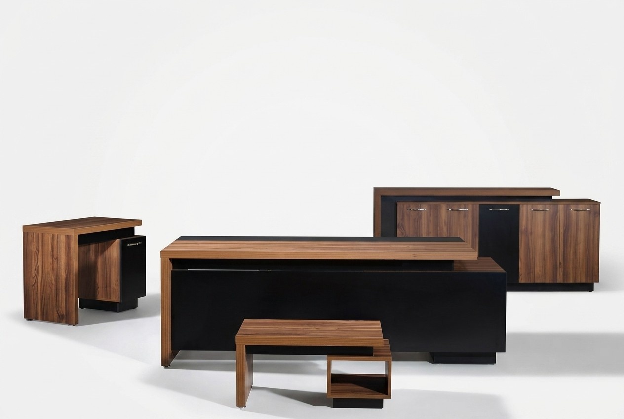 Bürotisch Büromöbel Komplettbüro Schreibtisch Set 4tlg Holz Schwarz