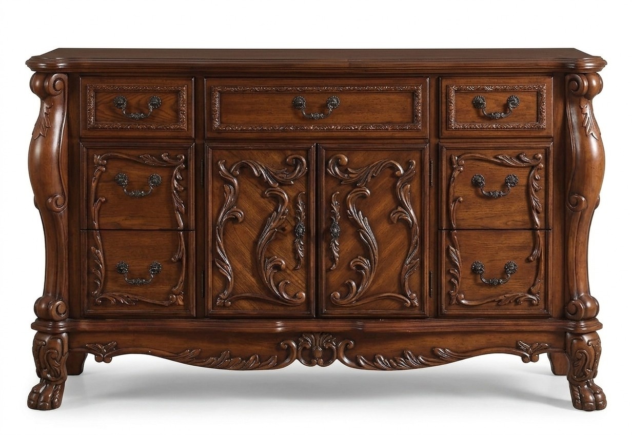 Buffet Anrichte Kommode Echte Handarbeit Holz Barock Rokoko Anrichten Kommoden
