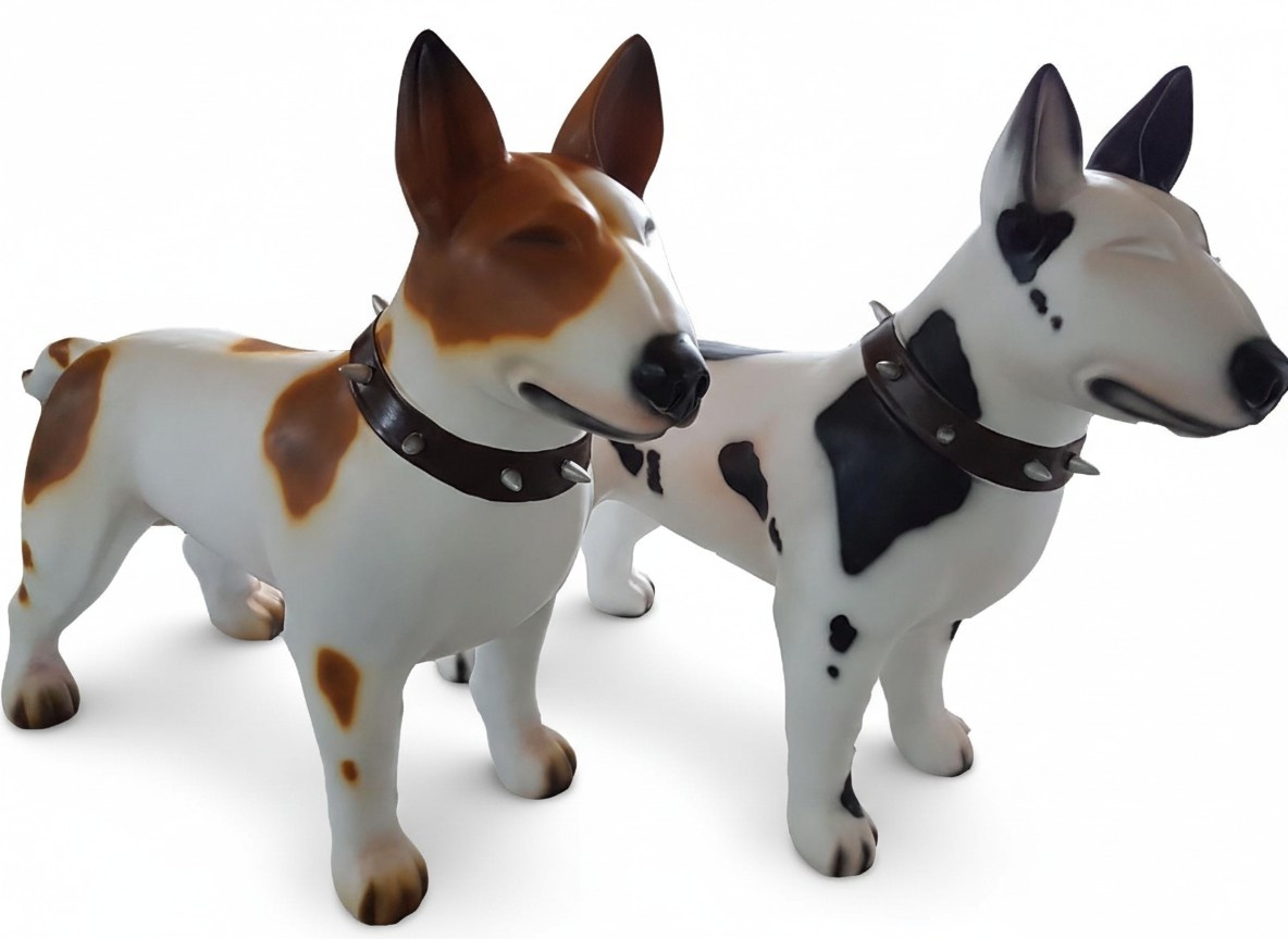 Bullterrier Kampfhund Deko Figur Statue Deko Einbruch Schutz scheuch