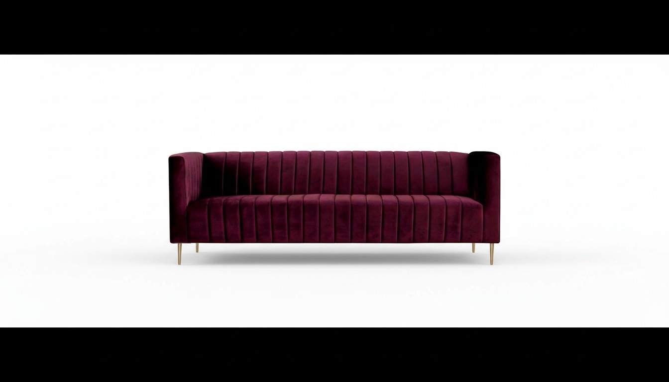 Burgund Sofa Dreisitzer Stoff Wohnzimmer Design Couchen Polster Modern Bordaux