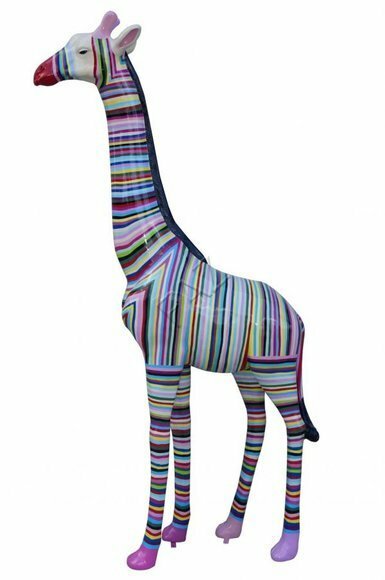 Design Figur Giraffe in Streifen Statue Skulptur Figuren Skulpturen Abstrakt Neu