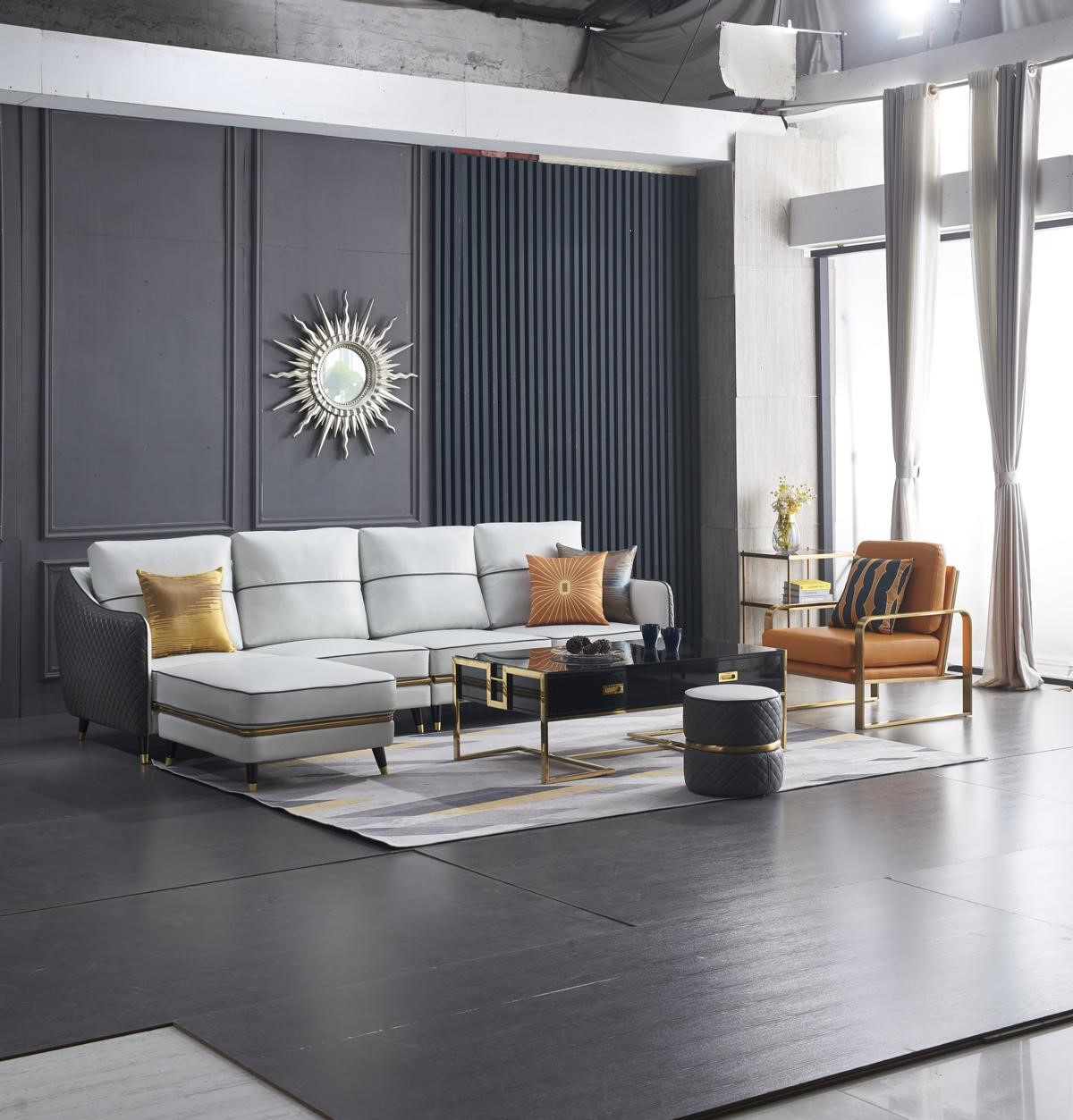 Wohnlandschaft Ecksofa L Form Sessel Set Garnitur Modern Sofa Leder Sitz Ecke 1