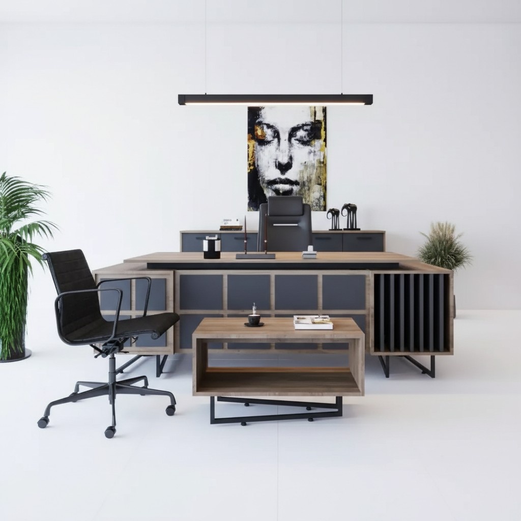 Chef Büro Möbel Set Schreibtisch Couchtisch Aktenschrank Tisch 3tlg. Sets