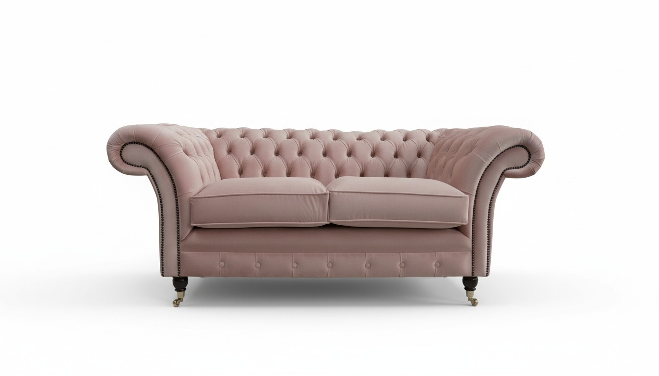 Cheserfield Samt Sofa 2 Sitzer Designer Couchen Couch Textil Stoff Polster