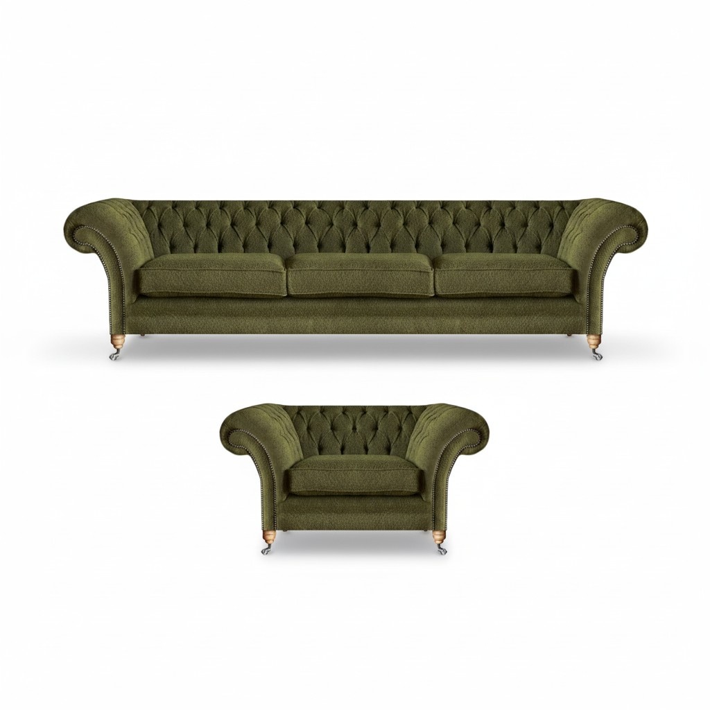 Chestefield Sofas Couch Designer Textil Sitz Polster Garnitur 2tlg Polstermöbel