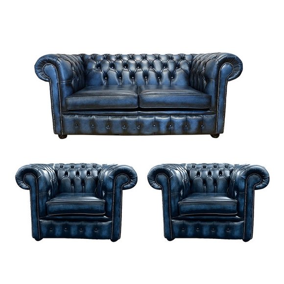 Chesterfield 2+1+1 Ledersofa Textil Couch Stoff Polster Sofa Garnitur Sitz Neu