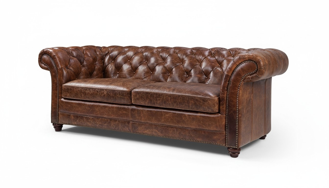 Chesterfield 100% Echtes Leder Ledersofa Sofa Couch Polster Klassische Couchen