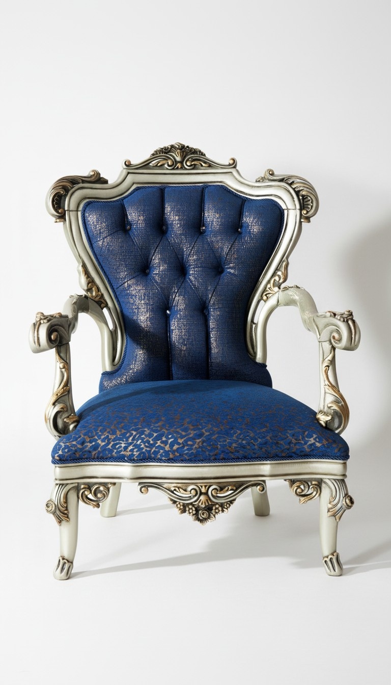 Chesterfield 1 Sitzer Blau Polster Sitz Textil Stoff Couchen Wohnzimmer