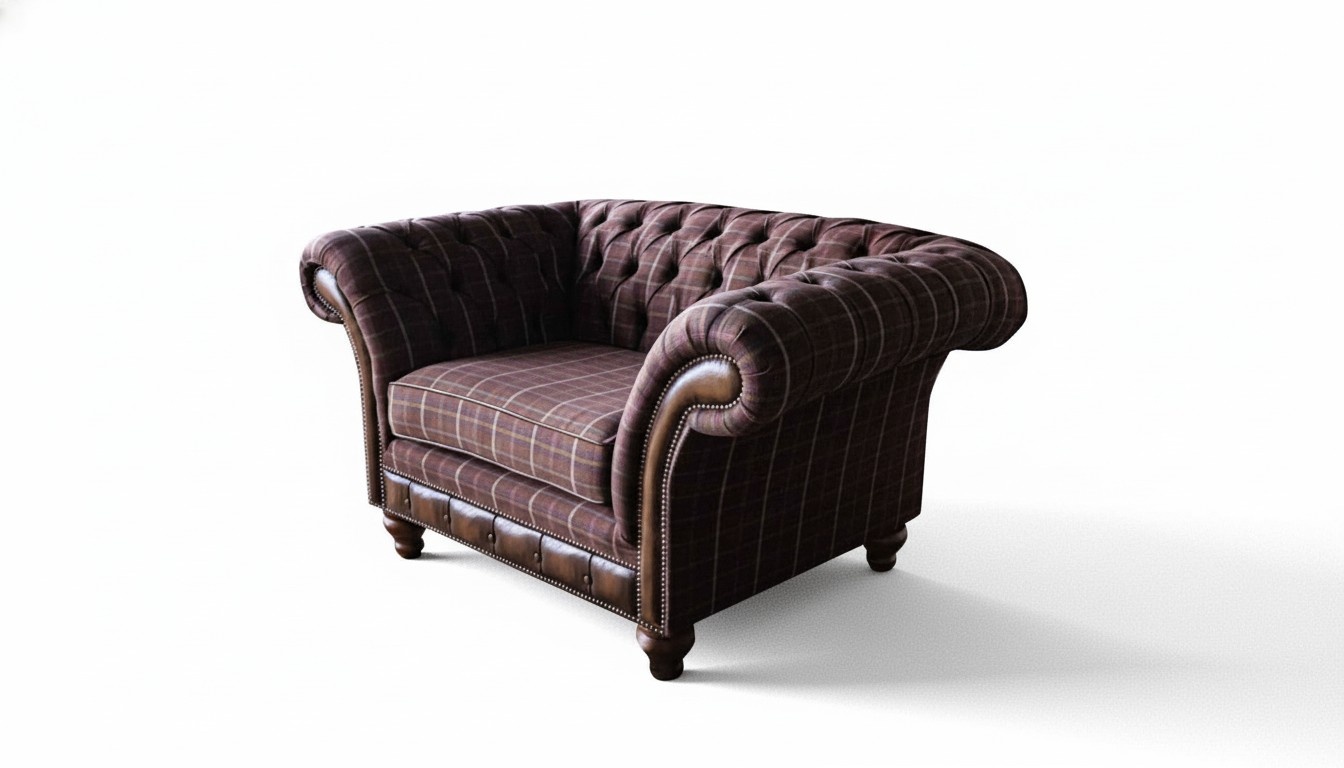 Chesterfield 1 Sitzer Couch Polster Sitz Textil Stoff Couchen Luxus Sofa
