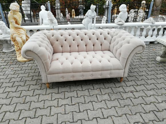 Design Chesterfield Textil Stoff Sofa 2-Sitzer Stoff Couch Polster Sofas