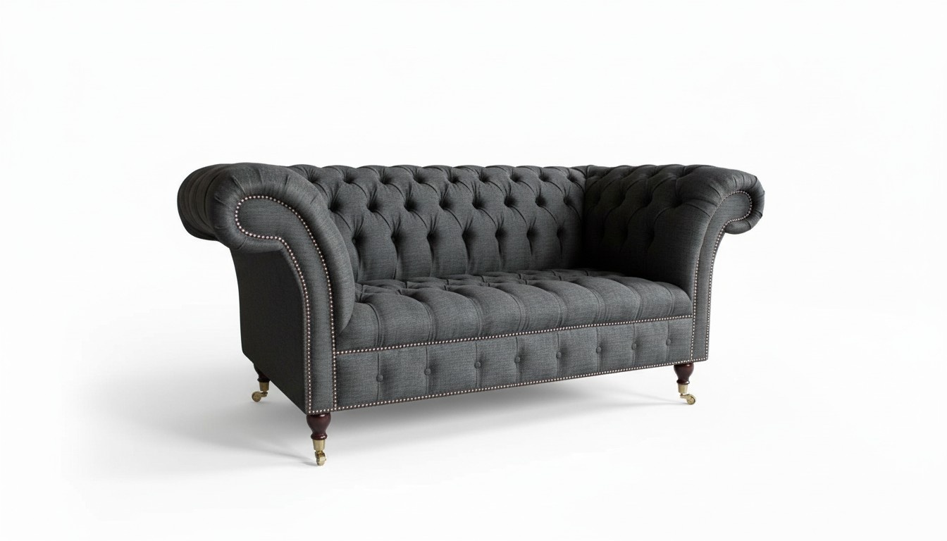 Chesterfield 2 Sitzer Couch Polster Sitz Textil Stoff Leder Couchen Sofas
