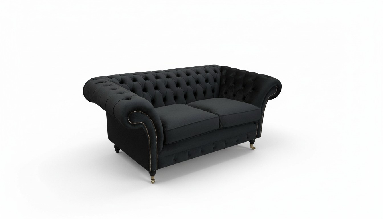 Chesterfield 2 Sitzer Couch Textil Stoff Sofa Möbel Edles Design Samt