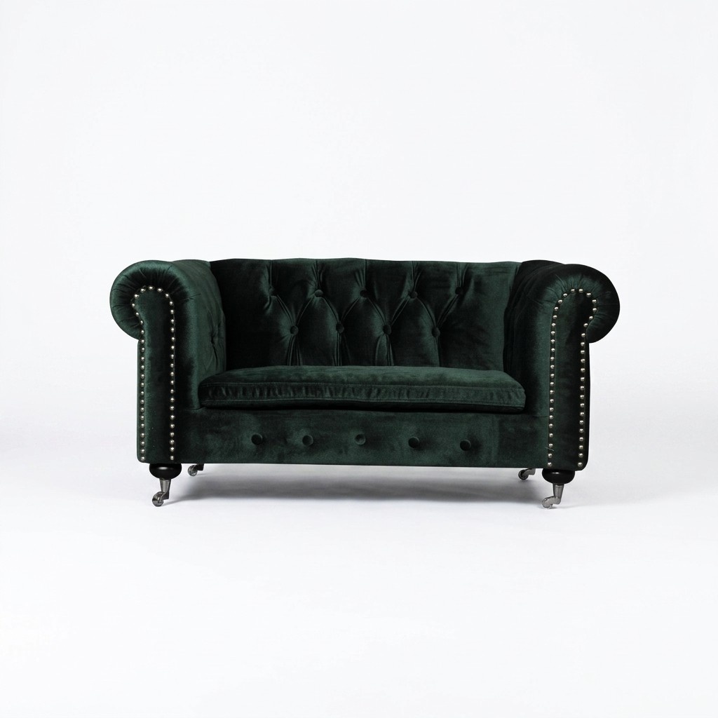 Chesterfield 2 Sitzer Klassische Luxus Barock Rokoko Sofa Textil Leder
