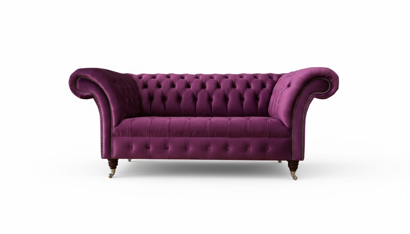 Chesterfield 2 Sitzer Violett Wohnzimmer Modern Design Couchen Sofa
