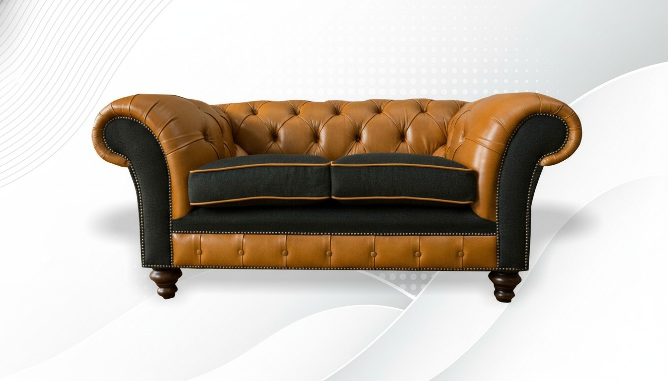 Chesterfield 2 Sitzer Wohnzimmer Couch Sofa Polster Sitz Textilleder Garnitur