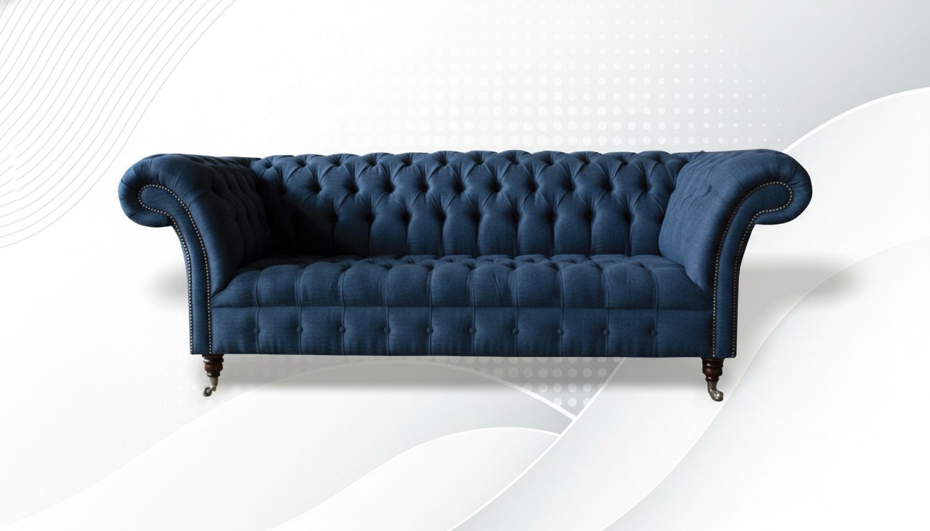 Chesterfield 3Sitzer Blau Wohnzimmer Modern Design Sofa Neu Blaue Möbel