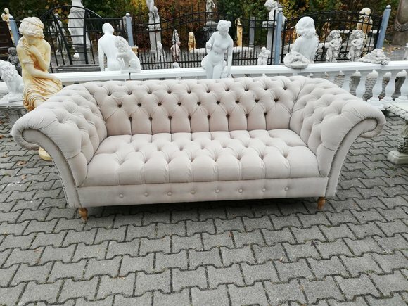 Designer Chesterfield Sofagarnitur Textil Beige 3 Couch Polster Textil Sofa Neu