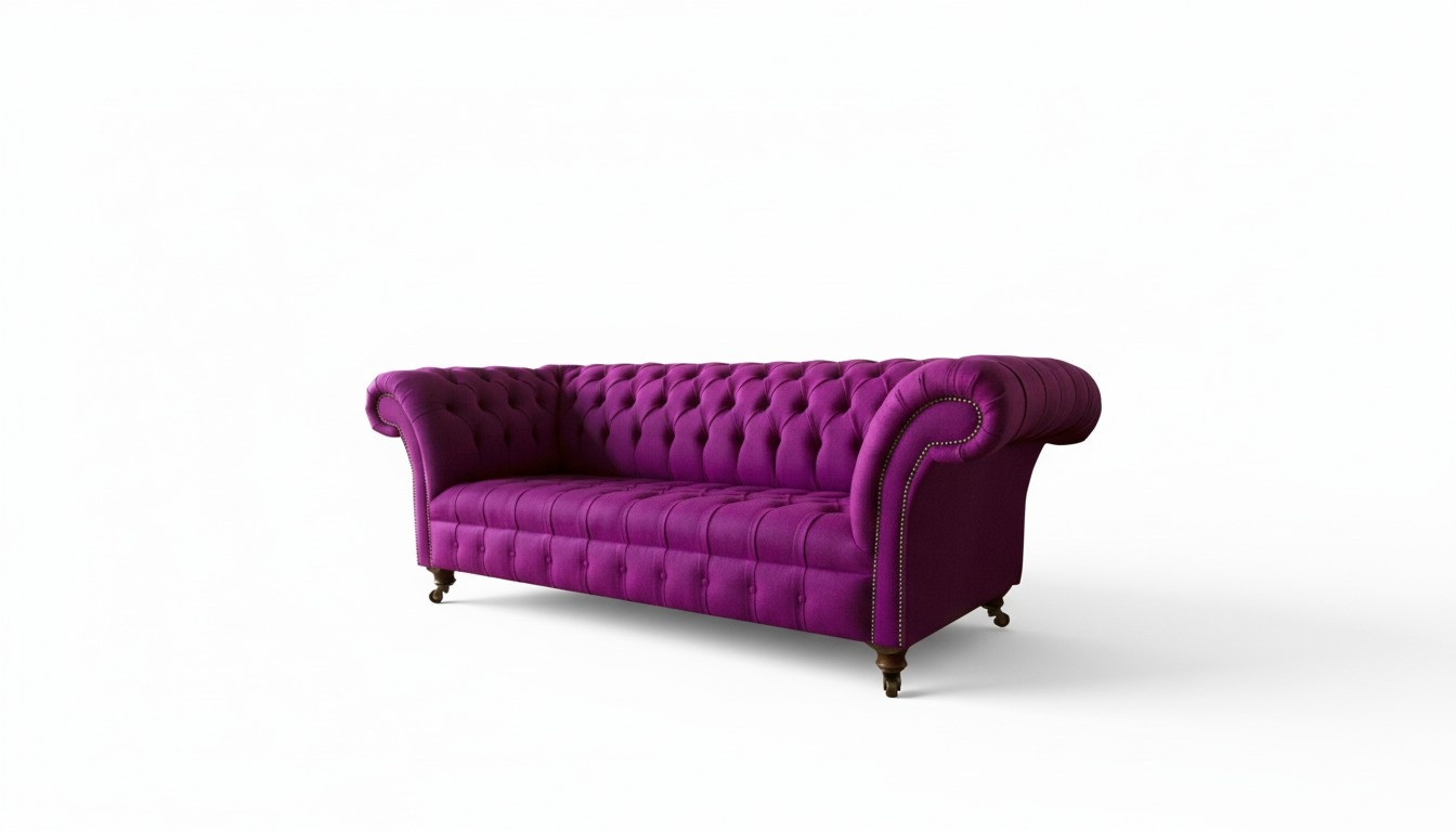 Chesterfield 3Sitzer Lila Stoff Design Couchen Polster Sofas Neu Kreative Sofa