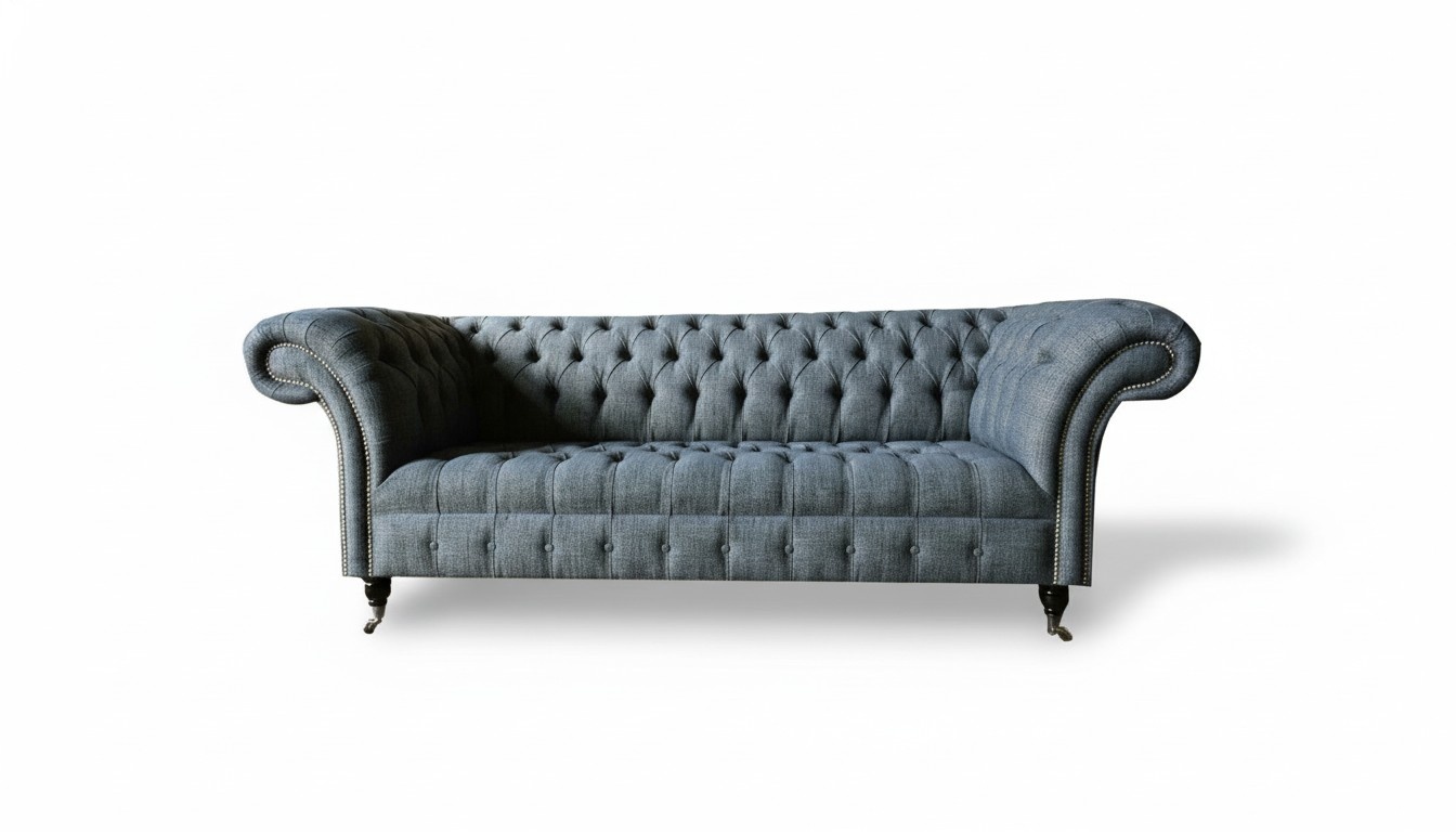 Chesterfield 3Sitzer Stoff Wohnzimmer Design Couchen Polster Sofa Sofas