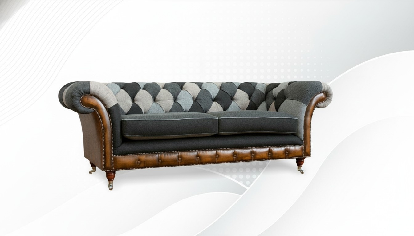 Chesterfield 3Sitzer Textil Design Couchen Polster Sofas Neu Kreative