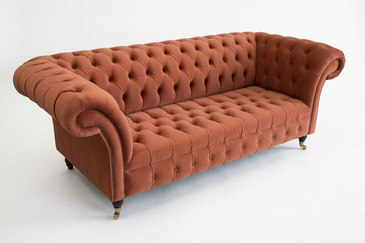 Chesterfield 3 Sitz Sitzer Couch Polster Textil Stoff Leder Couchen Sofas