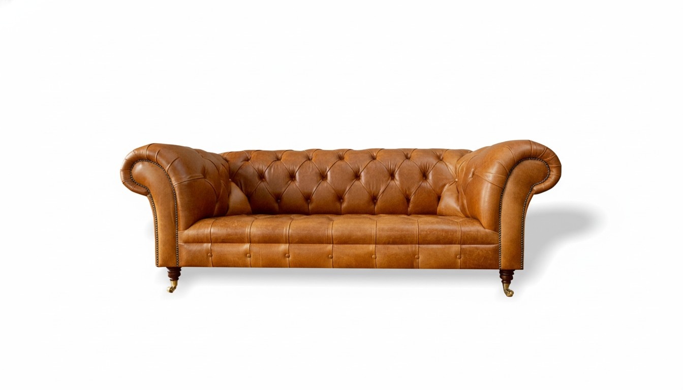 Chesterfield 3 Sitzer Braun Dreisitzer Couchen Leder Sofa Neu Ledersofa