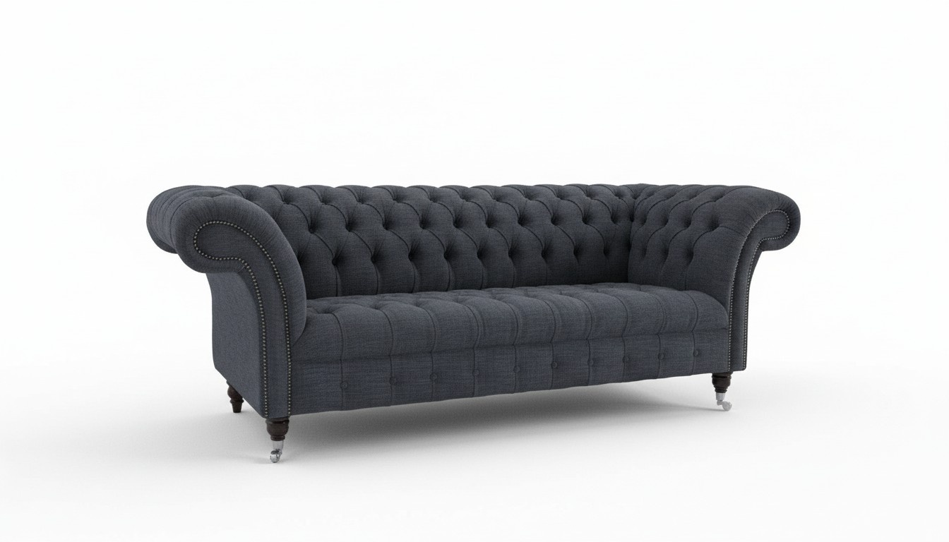 Chesterfield 3 Sitzer Couch Polster Sitz Textil Stoff Leder Couchen Sofa