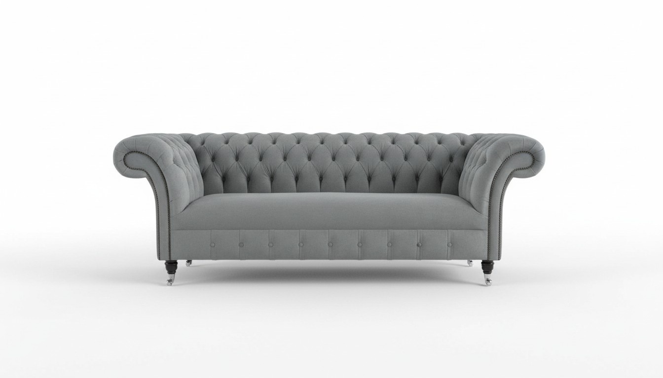 Chesterfield 3 Sitzer Couch Textil Stoff Sofa Möbel Edles Design Samt