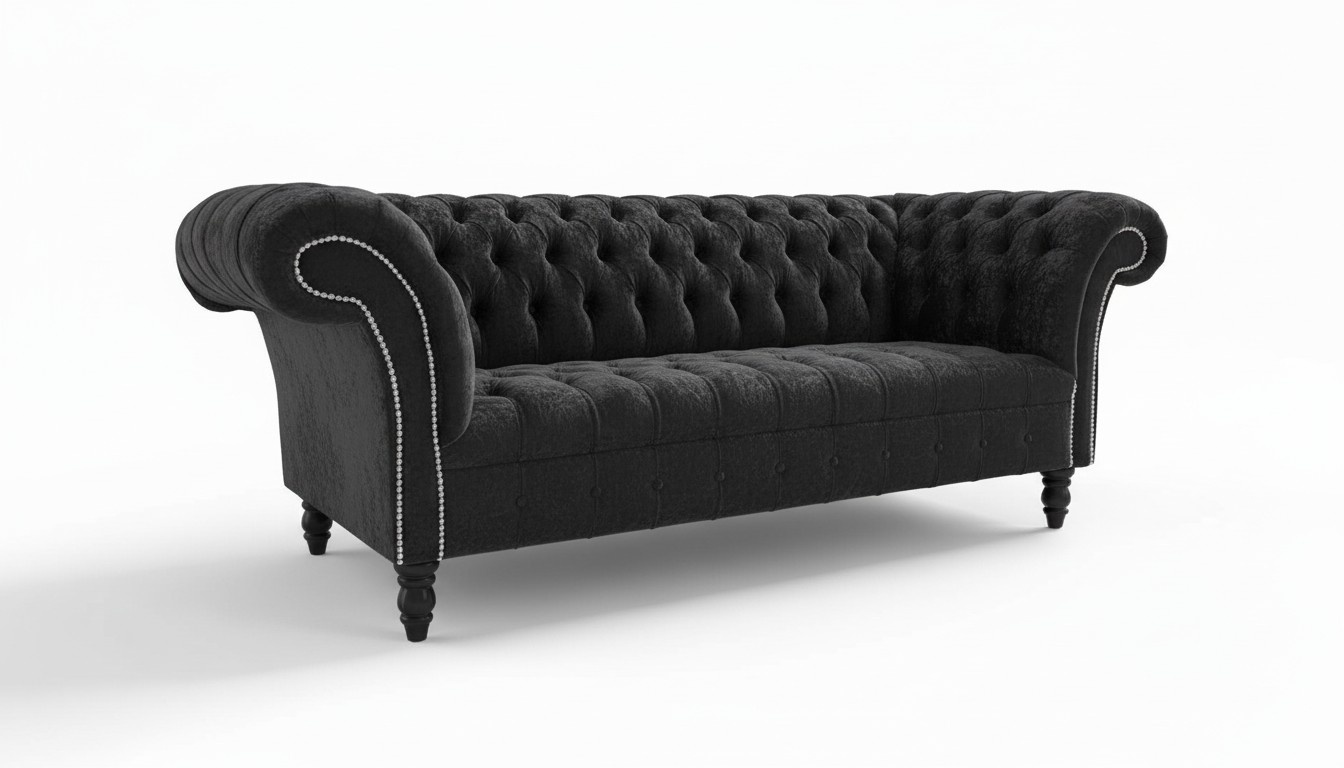 Chesterfield 3 Sitzer Couch Polster Sitz Textil Stoff Leder Couchen Sofas