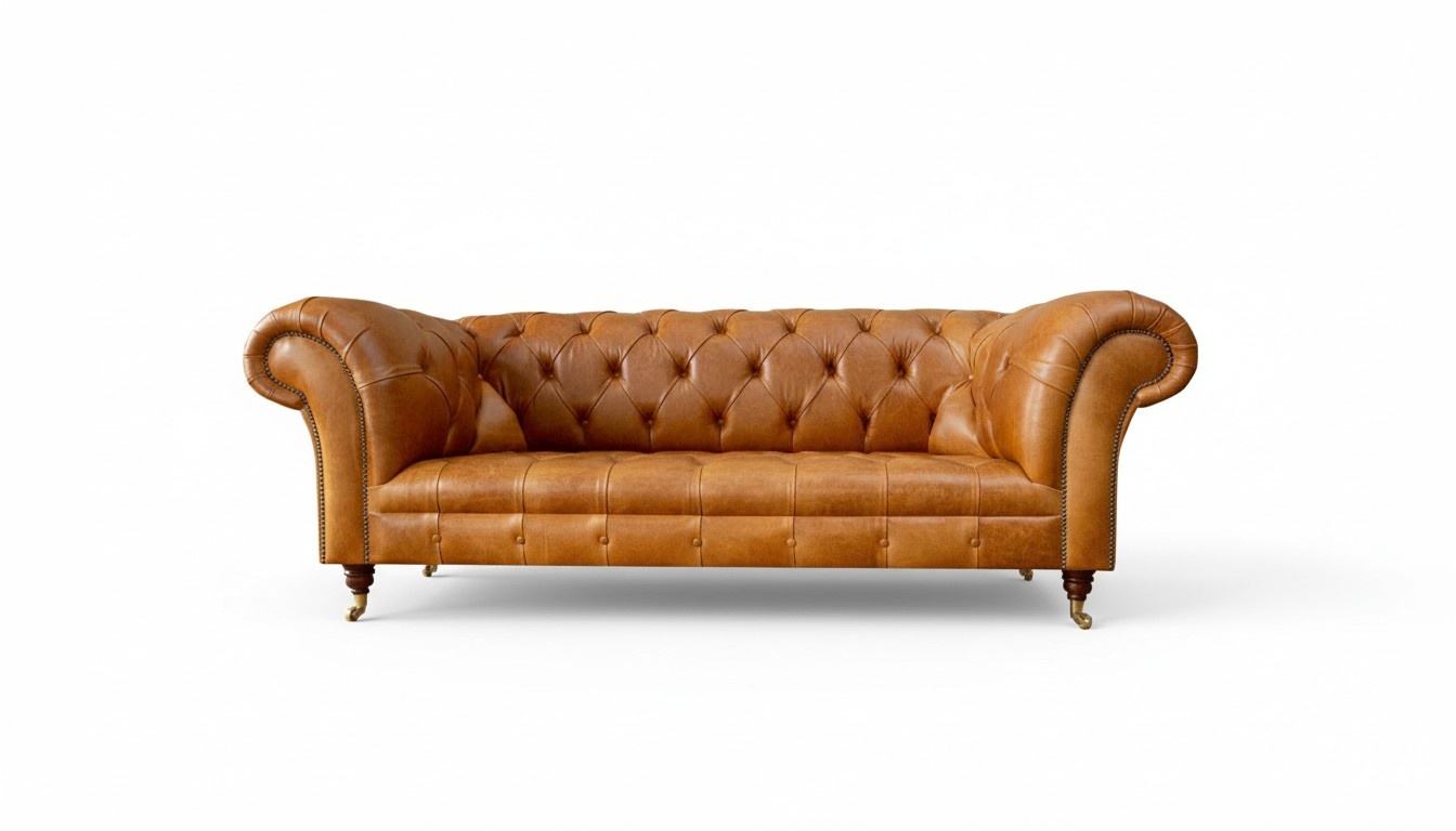 Chesterfield 3 Sitzer Couchen Nussbraun Modern Design Leder Sofa Kreative Möbel