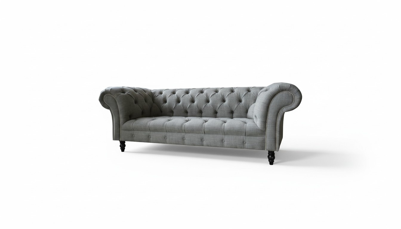 Chesterfield 3 Sitzer Designer Sofa Polster Sofas Couchen Stoff Textil 220cm Neu