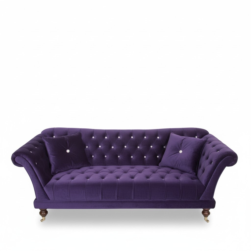 Chesterfield 3 Sitzer Elegantes Sofas Textil Couch Luxus Blau Sofa