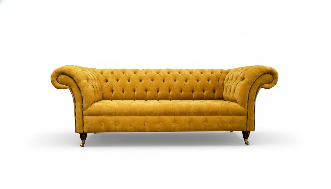 Chesterfield 3 Sitzer Gelb Stoff Design Couchen Polster Sofas Neu big Textil