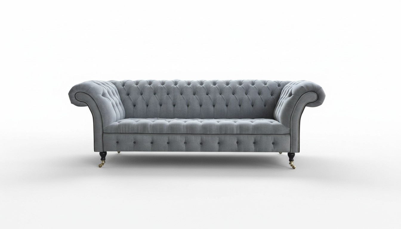 Chesterfield 3 Sitzer Hellgrau Neu Wohnzimmer Modern Design Sofa Graue