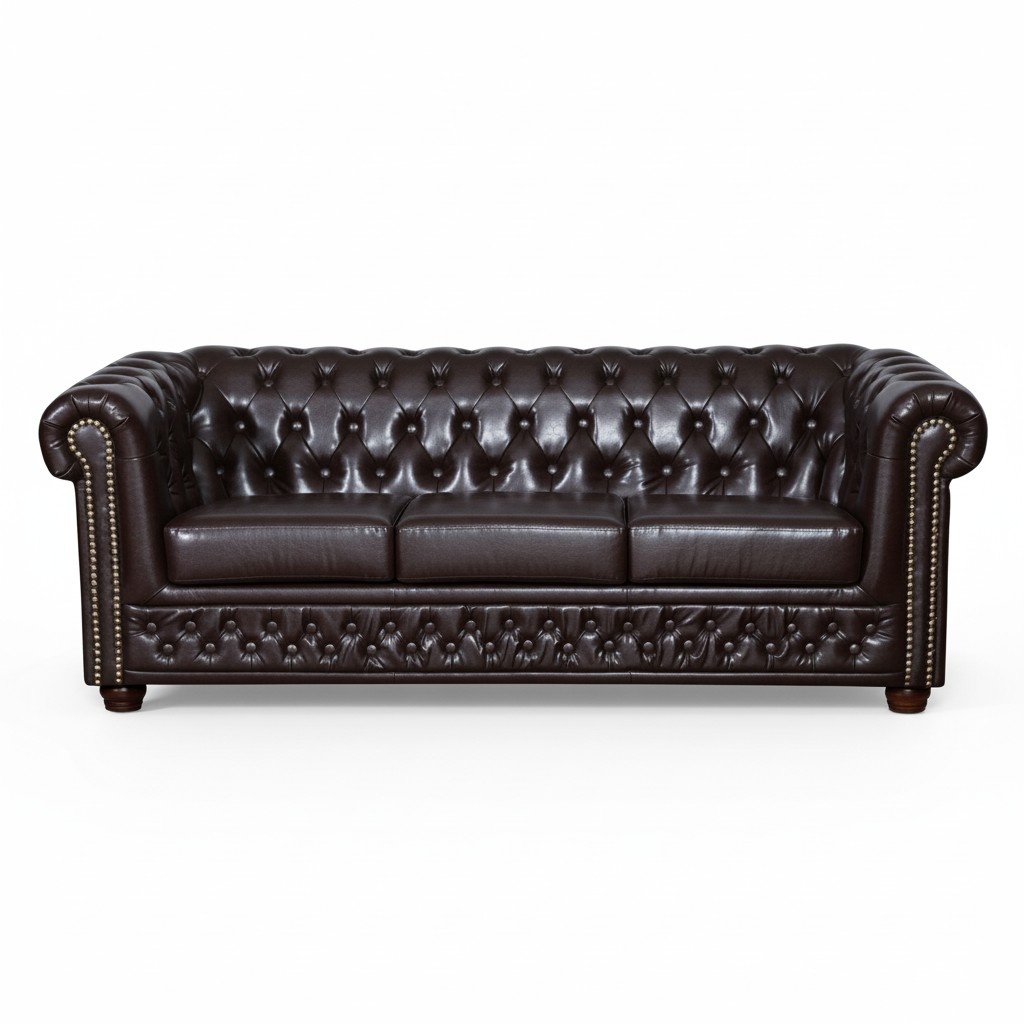 Chesterfield 3 Sitzer Ledersofa Sofa Couch Polster Textil Sofas Couchen 3er Neu