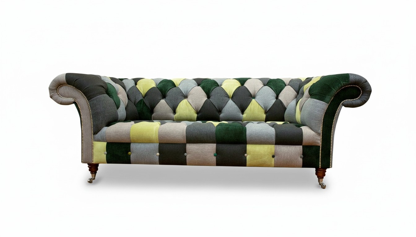Chesterfield 3 Sitzer Mehrfarbig Wohnzimmer Design Couchen Sofa Designer Möbel