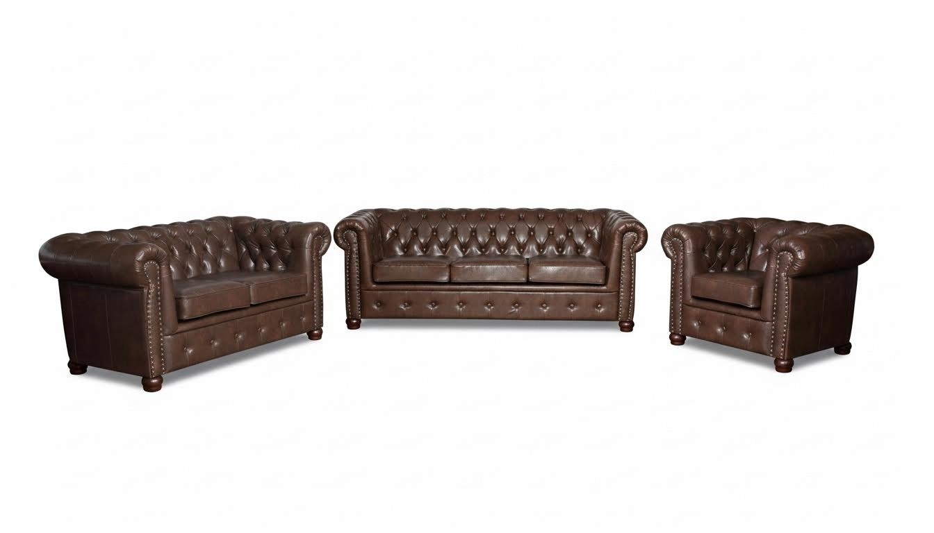 Chesterfield 3 Sitzer Sofa Ledersofa Couch Polster Sitz Sofas Dreisitzer Couchen