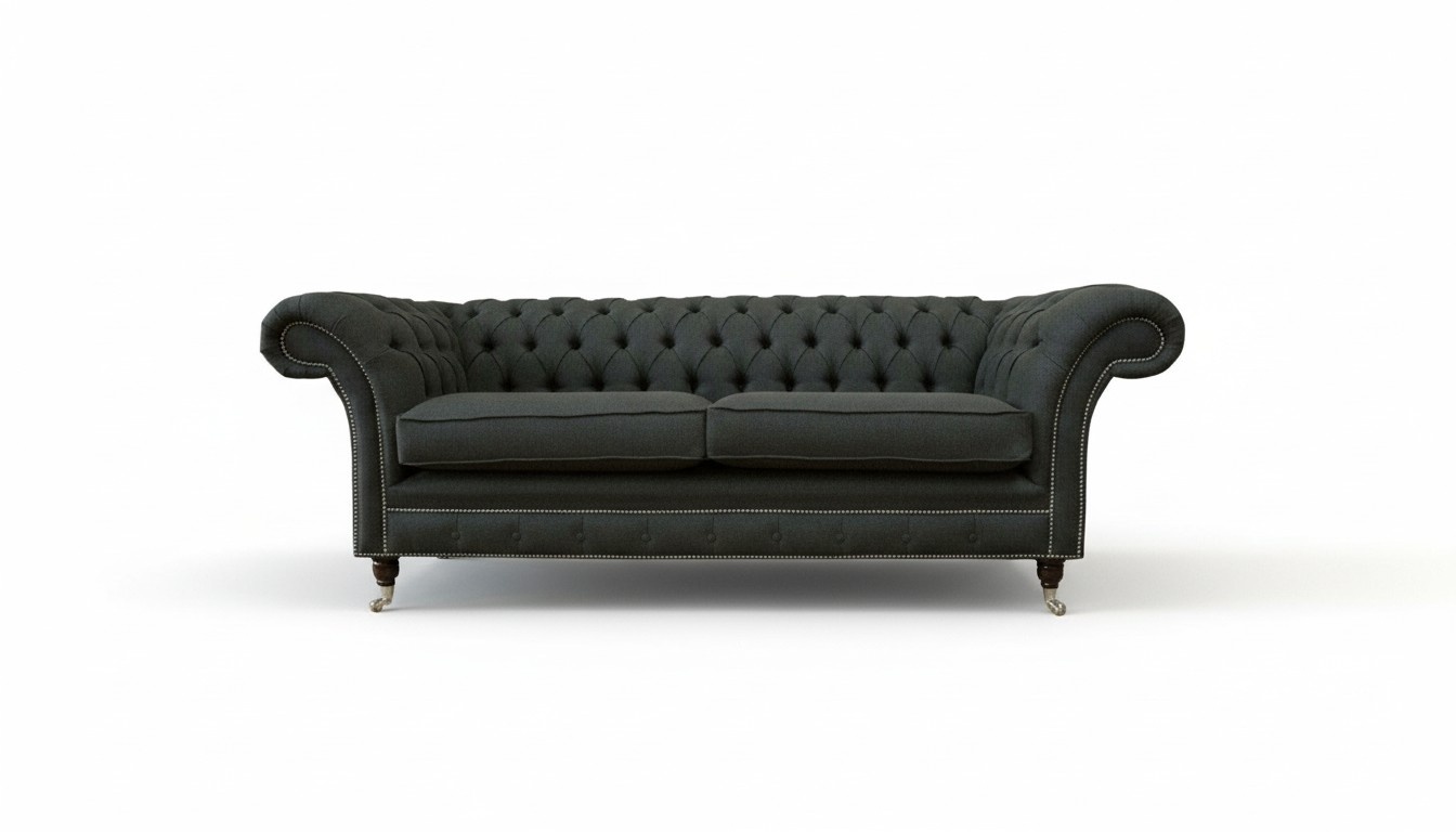 Chesterfield 3 Sitzer Textil Dunkelgrau Modern Design Couchen Sofa couch